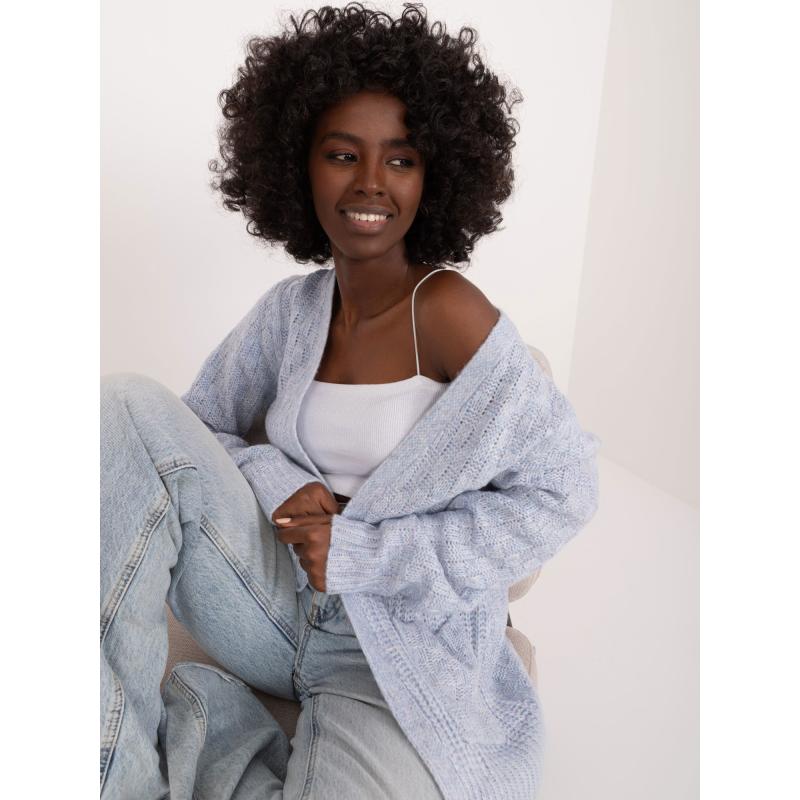 Dámský svetr s kapsami MYFLIES světle modrý 