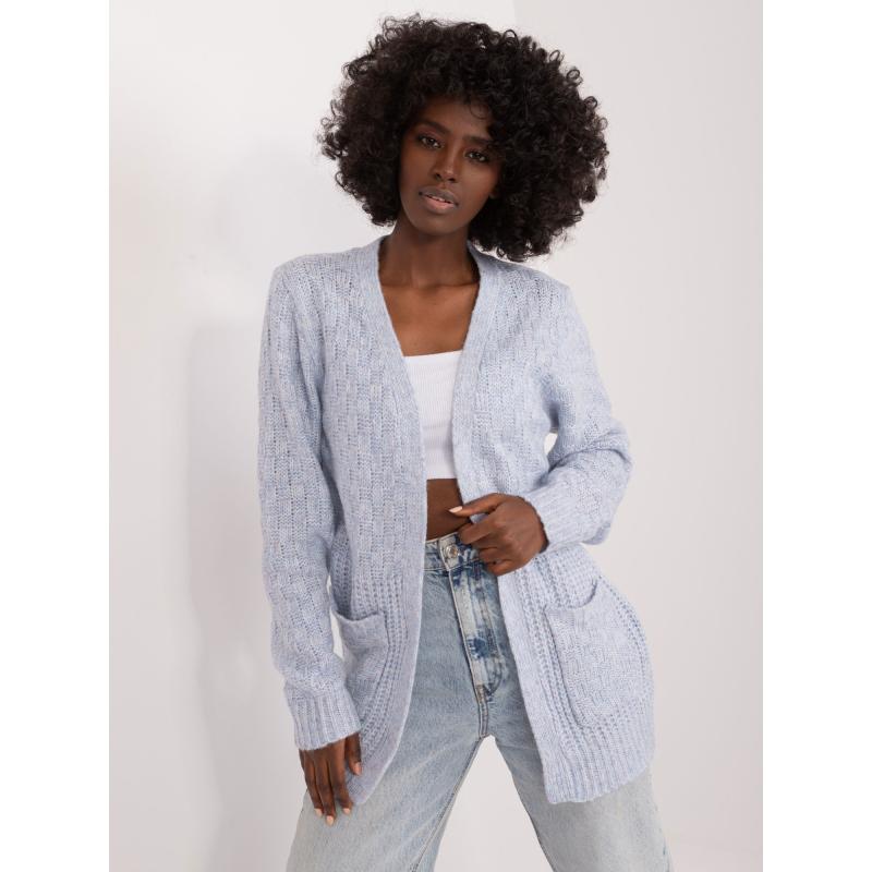 Dámský svetr s kapsami MYFLIES světle modrý 