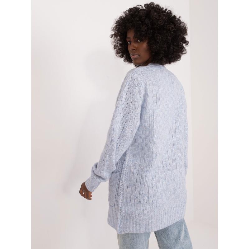 Dámský svetr s kapsami MYFLIES světle modrý 