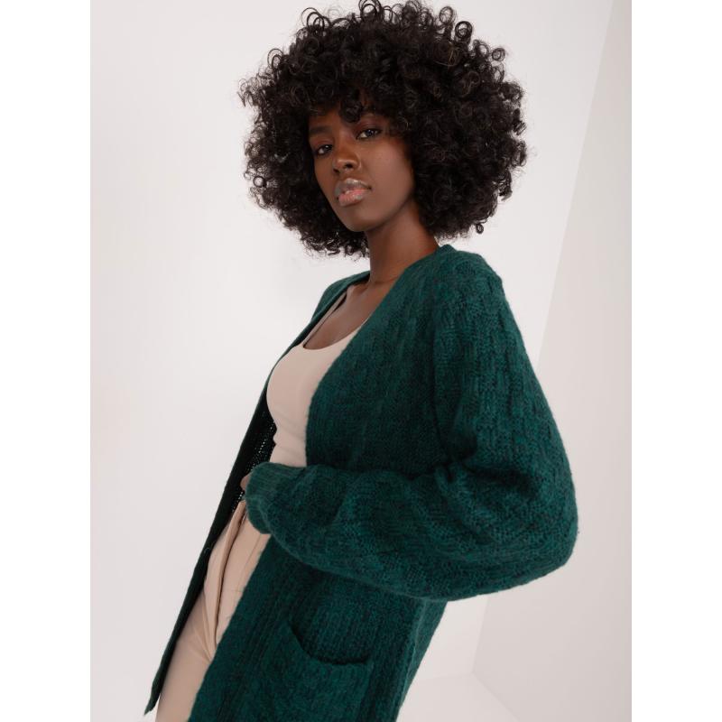 Női gomb nélküli pulóver MYFLIES sötétzöld