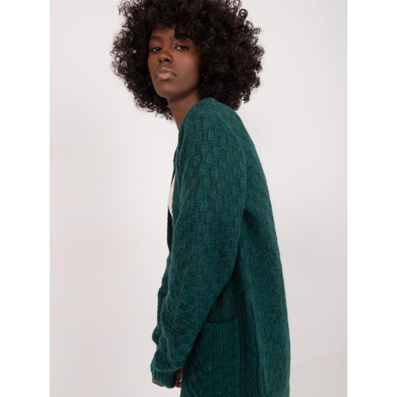 Női gomb nélküli pulóver MYFLIES sötétzöld