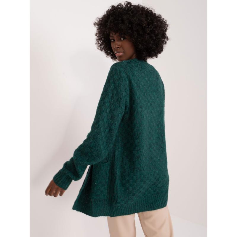 Női gomb nélküli pulóver MYFLIES sötétzöld