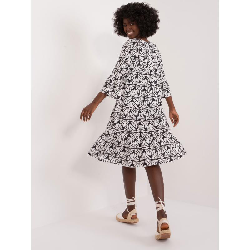 Női nyomtatott V-nyakú ruha SUBLEVEL fekete