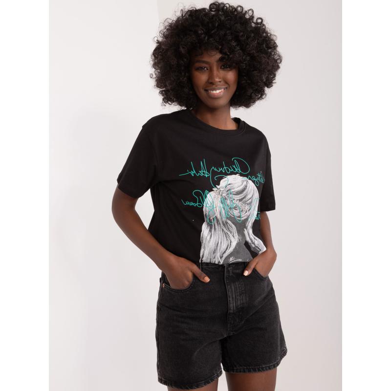 Dámské tričko s potiskem a aplikacemi FAS černé 