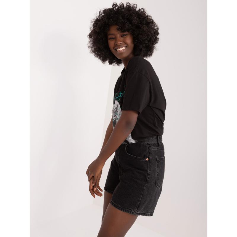 Dámské tričko s potiskem a aplikacemi FAS černé 