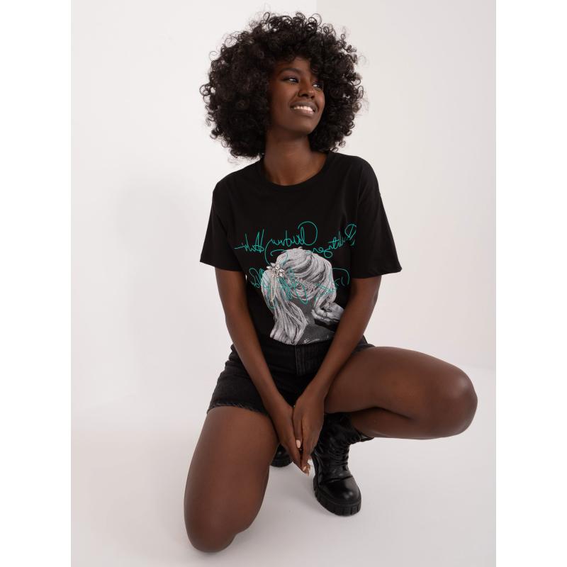 Dámské tričko s potiskem a aplikacemi FAS černé 