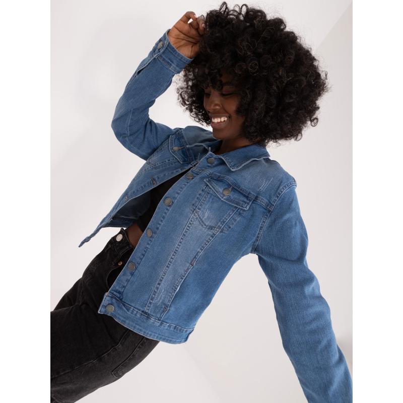 Dámská bunda džínová s odřenými okraji JEANS modrá 