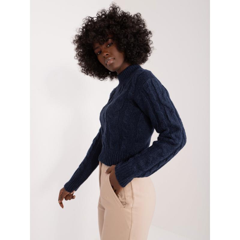 Női kockás kötött pulóver MAYFLIES tengerészkék