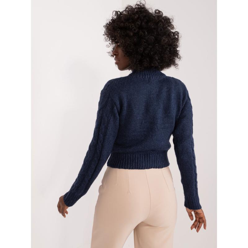 Női kockás kötött pulóver MAYFLIES tengerészkék