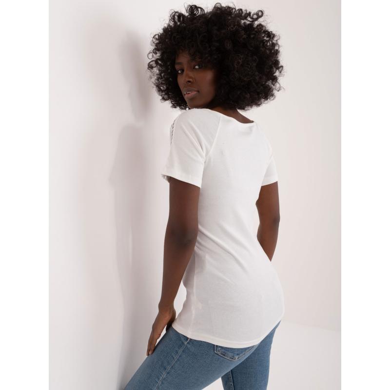 Dámská halenka s krajkou a krátkými rukávy MIS ecru 