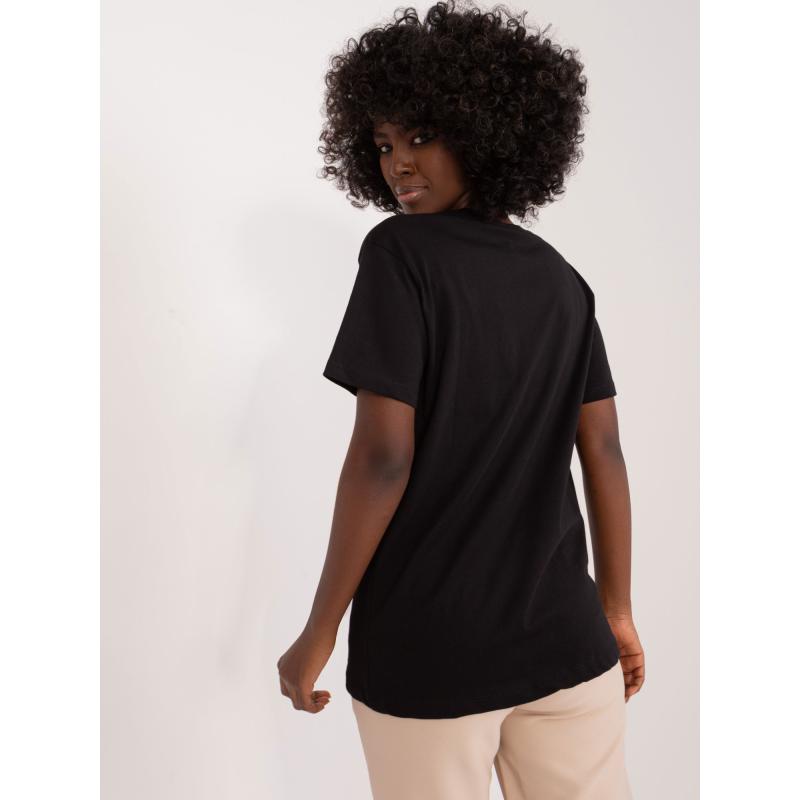 Női póló JIN applikációkkal fekete