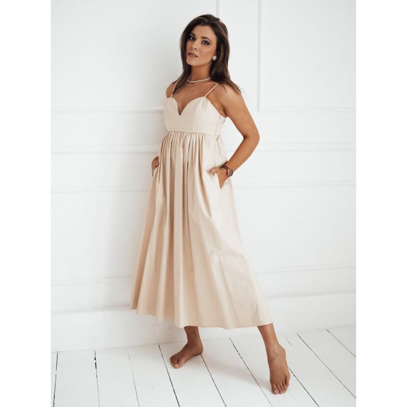 Dámské šaty midi ELIENE světle béžové