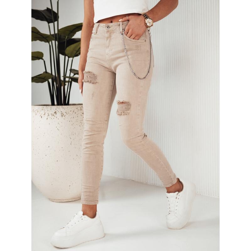 Dámské džínové kalhoty ALEX tmavě béžové