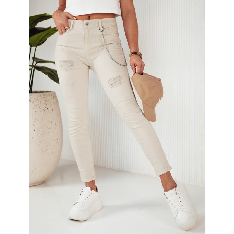 Dámské džínové kalhoty ALEX světle béžové