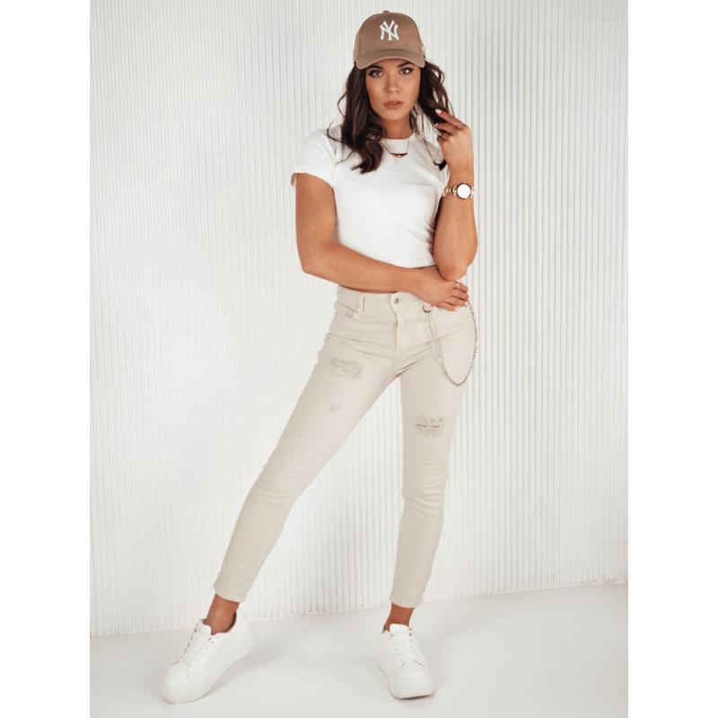 Dámské džínové kalhoty ALEX světle béžové
