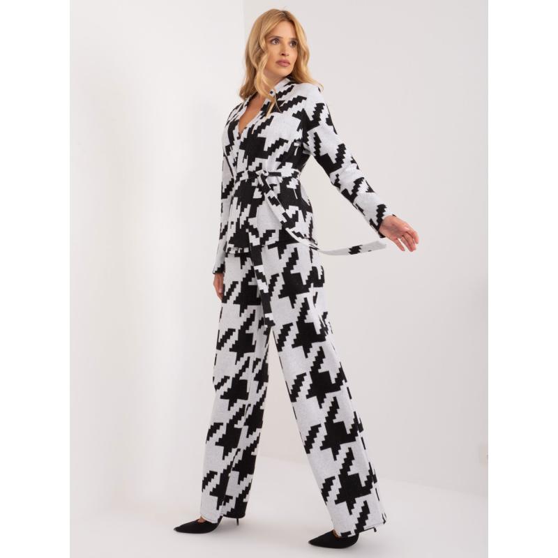 Dámský ležérní komplet se vzorem CINDY šedočerný 