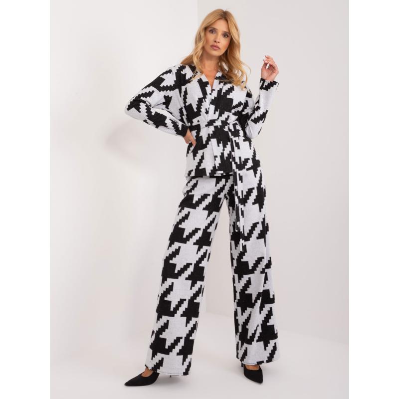 Dámský ležérní komplet se vzorem CINDY šedočerný 