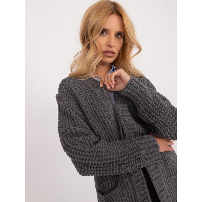 Dámský svetr s kapsami LOLA tmavě šedý 