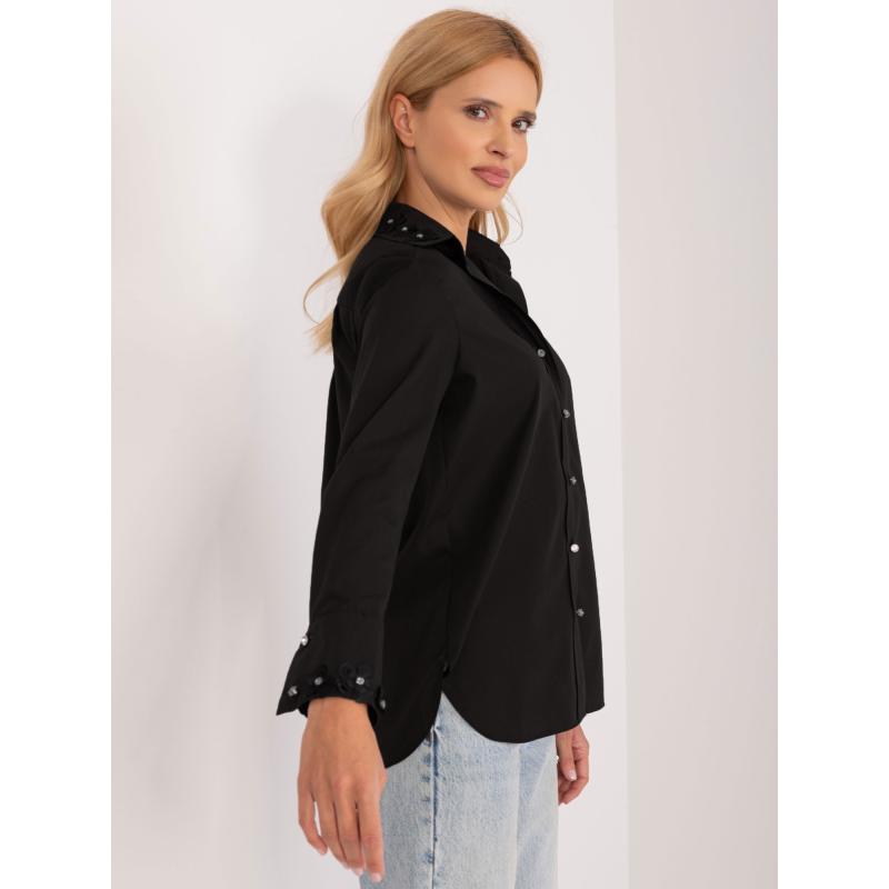 Dámská košile s ozdobnými knoflíky MERA černá