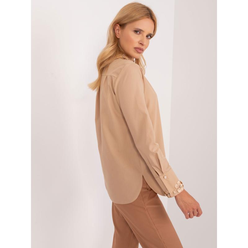 Dámská košile s květinovou aplikací FIWA tmavě béžová 
