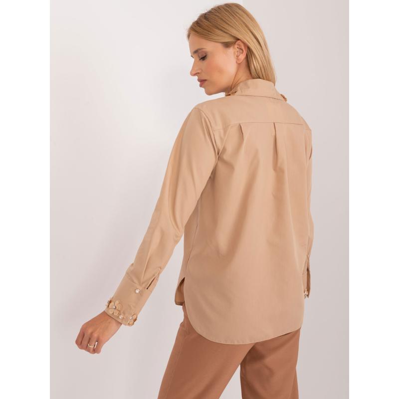 Dámská košile s květinovou aplikací FIWA tmavě béžová 