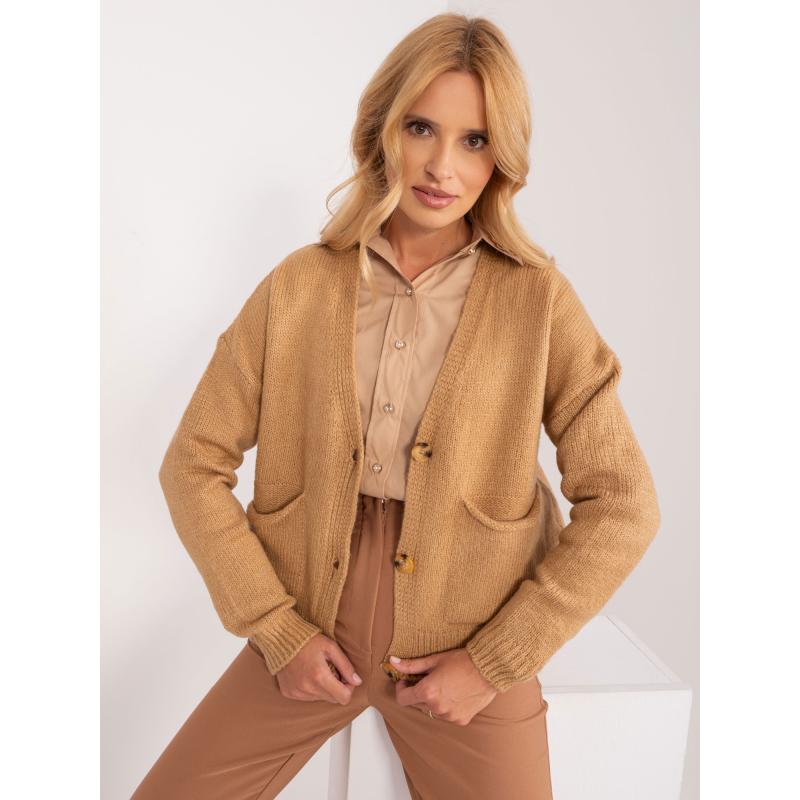 Dámský svetr s výstřihem do V PORA hnědý