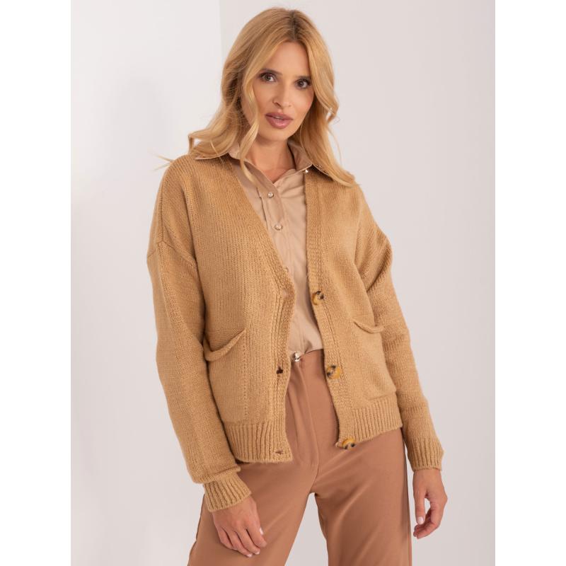 Dámský svetr s výstřihem do V PORA hnědý