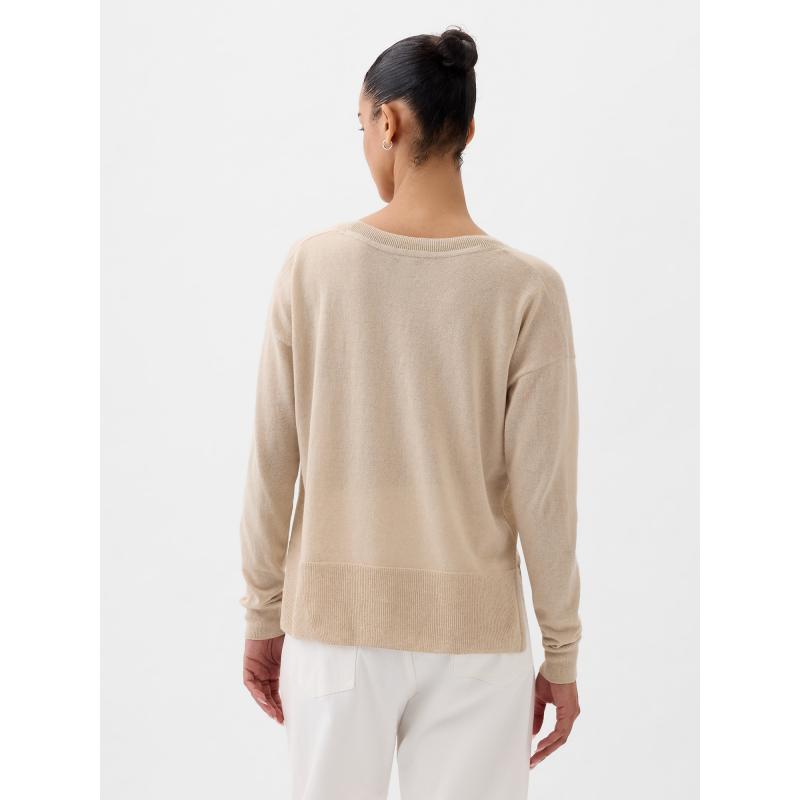 Ľanový sveter s rozparky