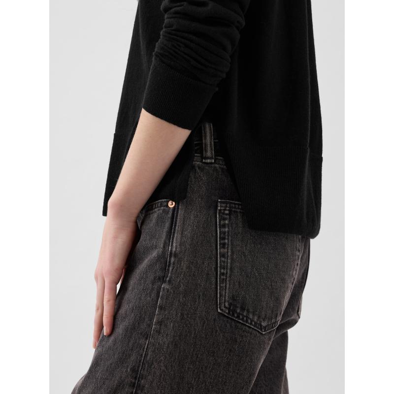 Ľanový sveter s rozparky