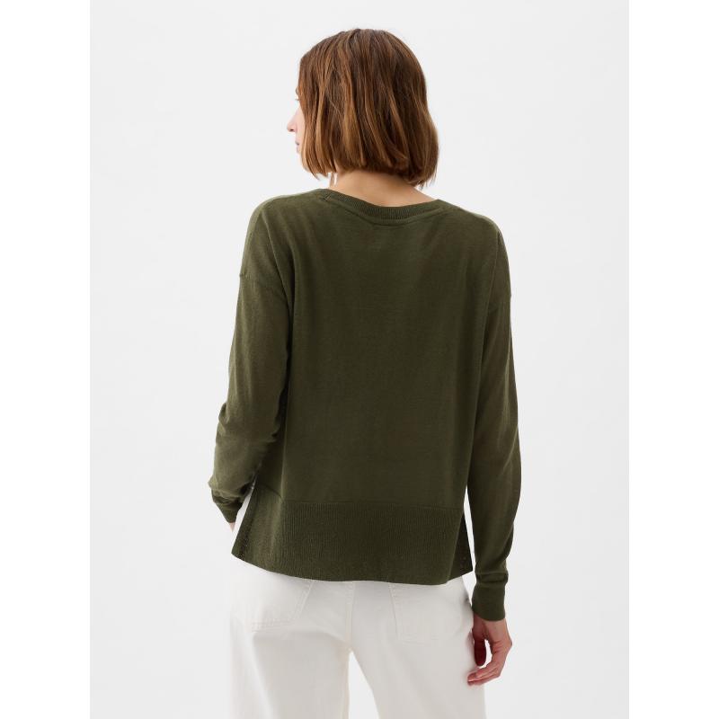 Ľanový sveter s rozparky