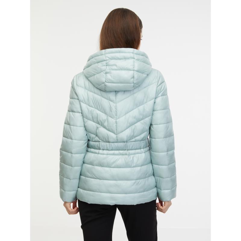 Szürke női téli steppelt kabát