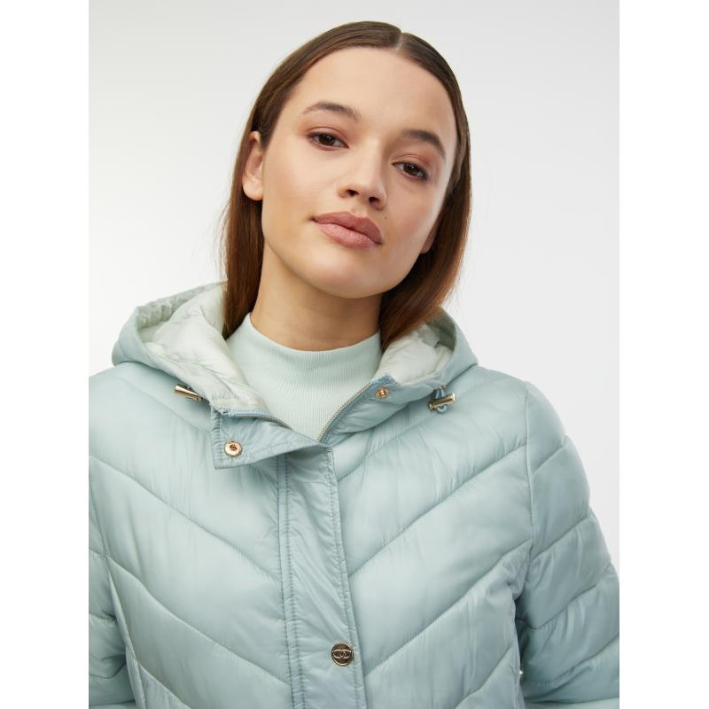 Szürke női téli steppelt kabát