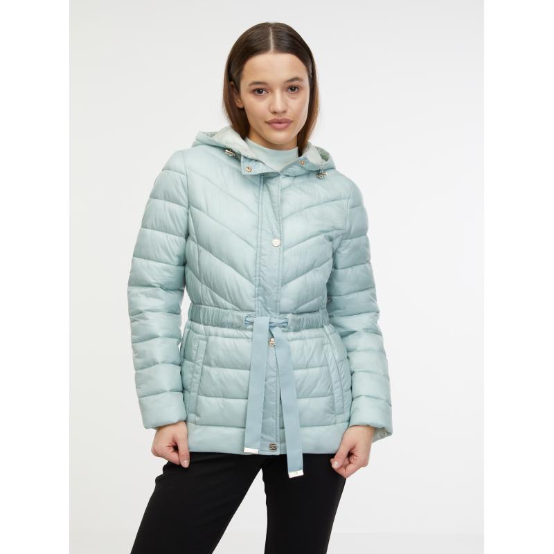 Szürke női téli steppelt kabát