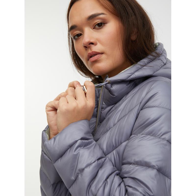 Šedý dámský zimní prošívaný kabát