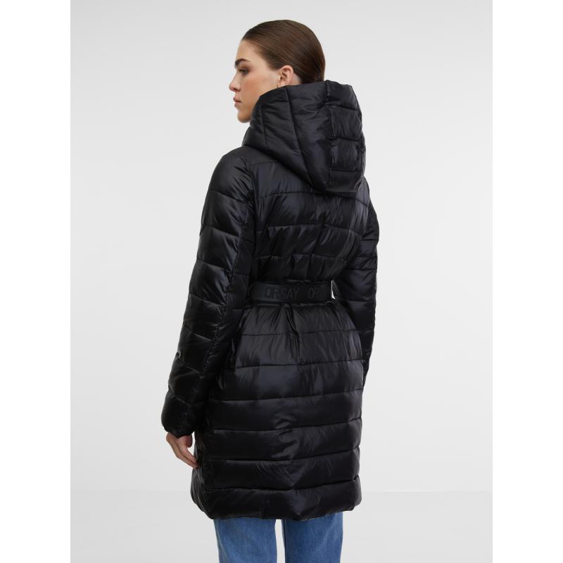 Fekete női steppelt kabát