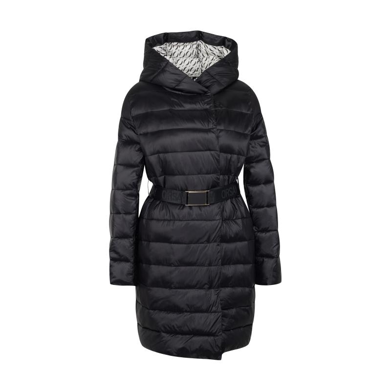 Fekete női steppelt kabát