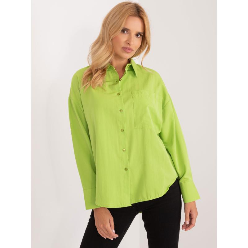 Dámska oversize košeľa s golierom NIKA limetkovo zelená