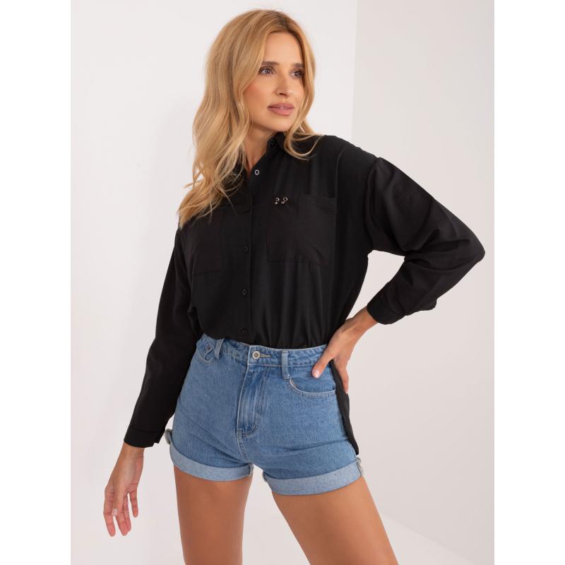 Dámská košile s aplikací na kapse CETA černá 
