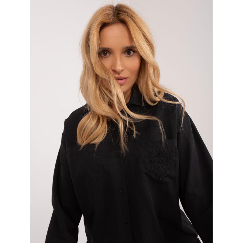 Női gombos ing felvarrt zsebbel BETA fekete