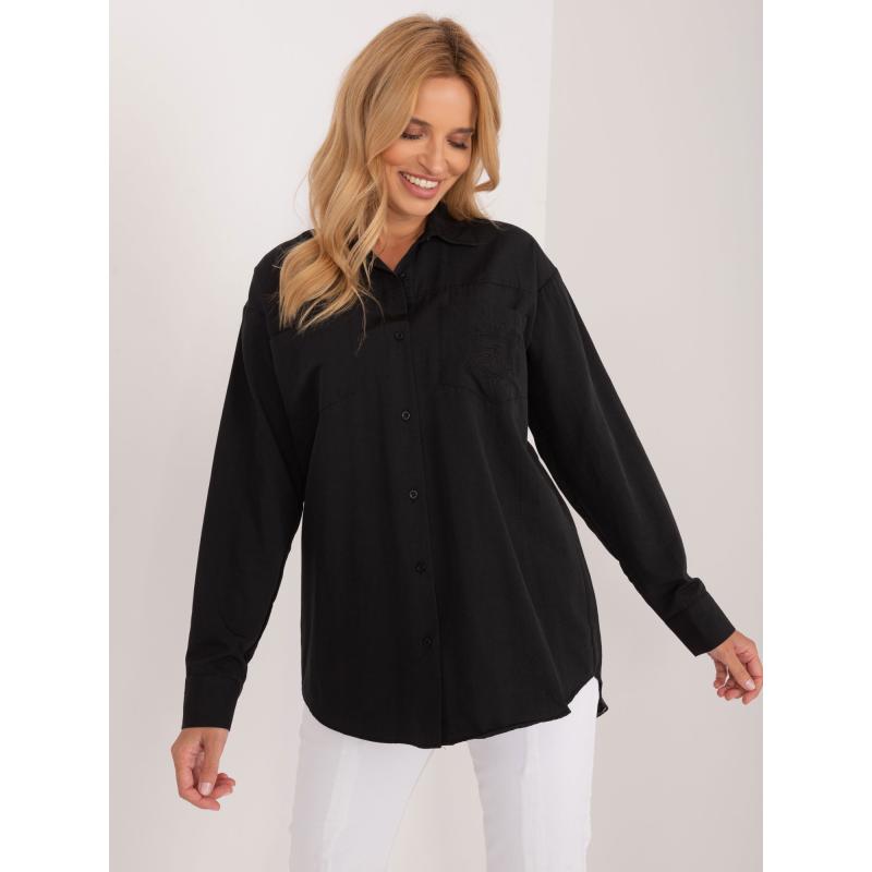 Női gombos ing felvarrt zsebbel BETA fekete