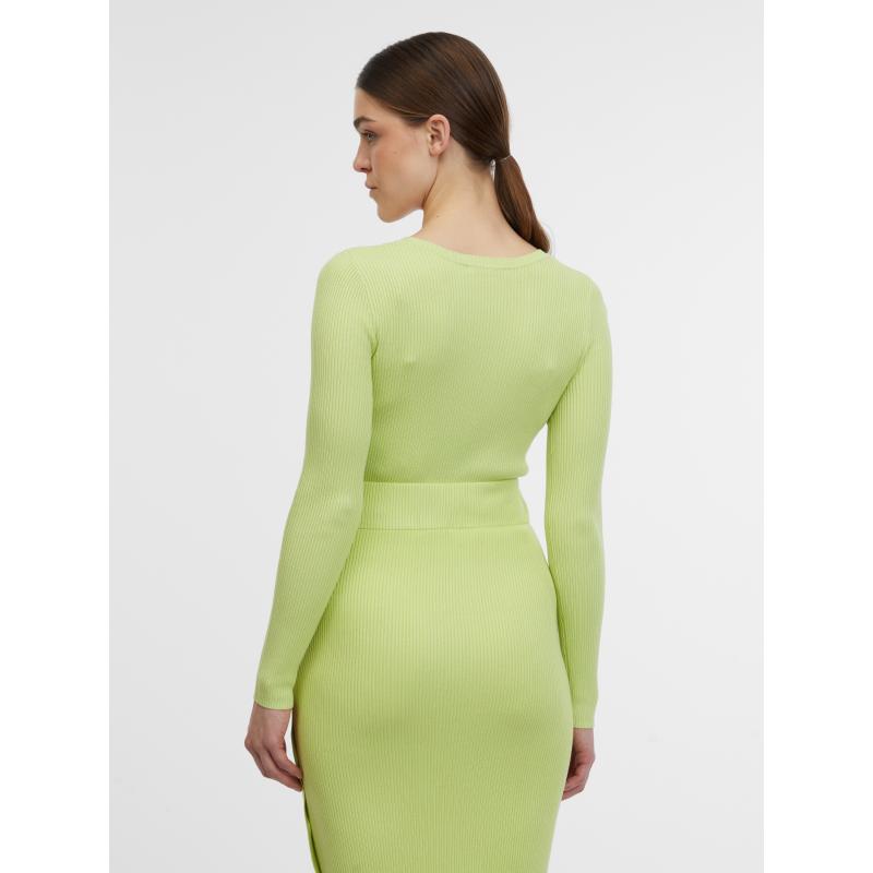 Svetlozelený dámsky rebrovaný sveter