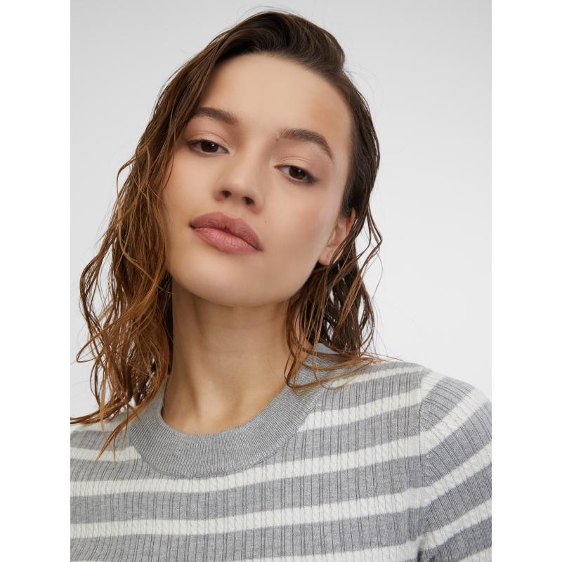 Světlě šedý dámský pruhovaný úpletový top