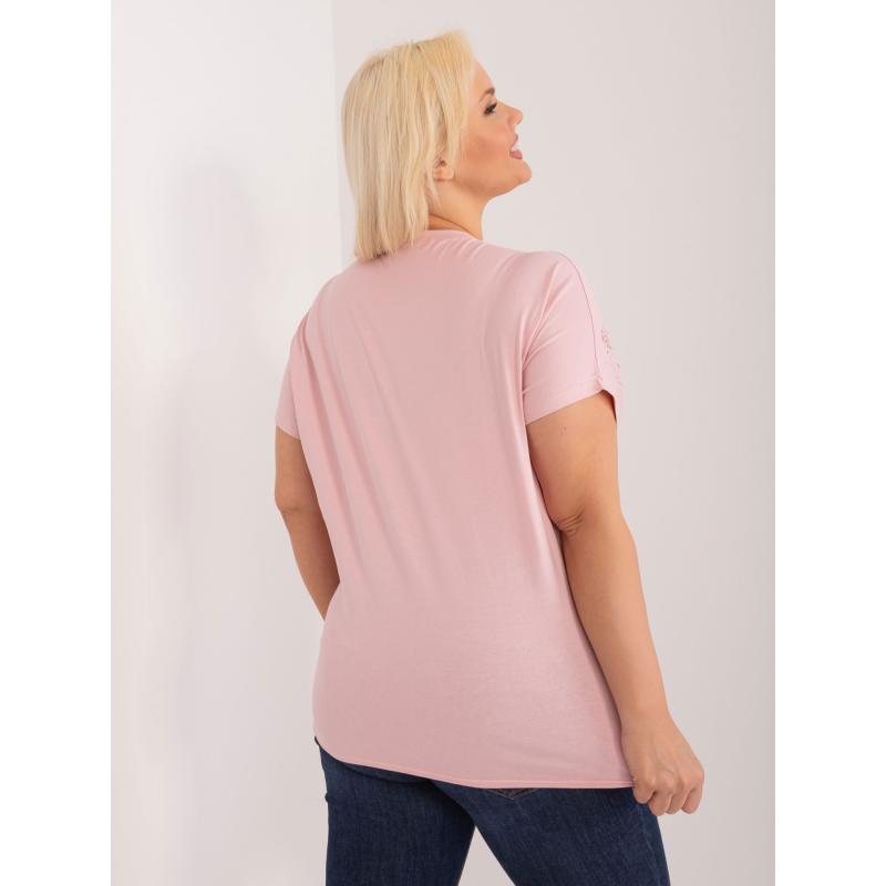 Dámská halenka s květinovou aplikací plus size VIRA světle růžová 