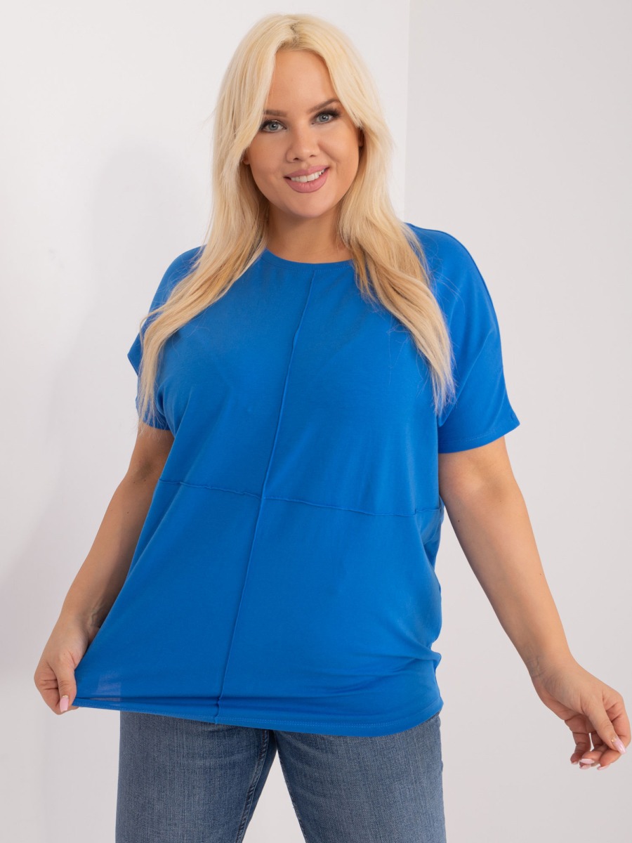 Női plus size pamut blúz FIRA sötétkék