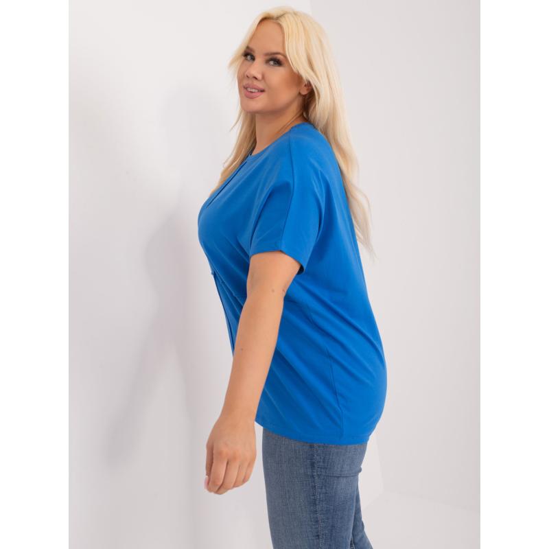 Dámská halenka plus size z bavlny FIRA tmavě modrá 