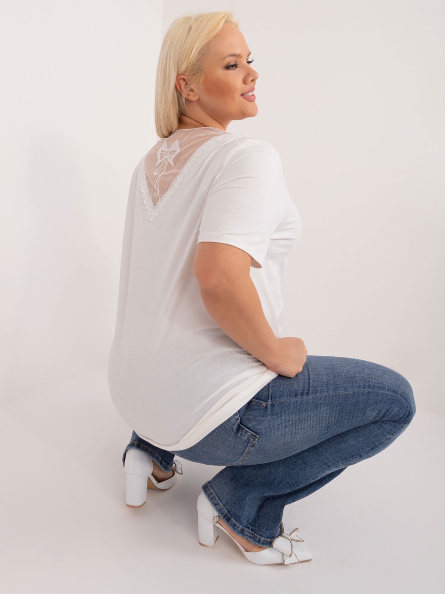 Női hálós blúz plus size POTA ekrü színben