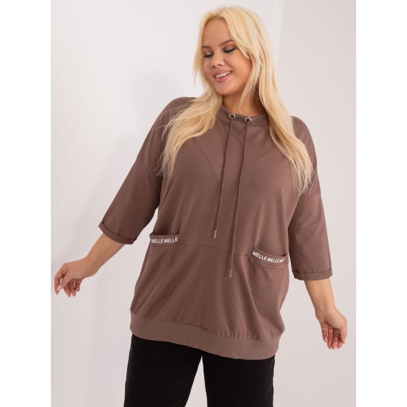 Női nyomtatott pamut blúz plus size KORA barna
