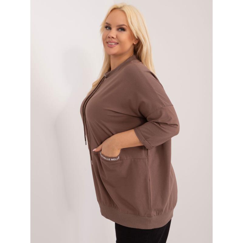 Női nyomtatott pamut blúz plus size KORA barna