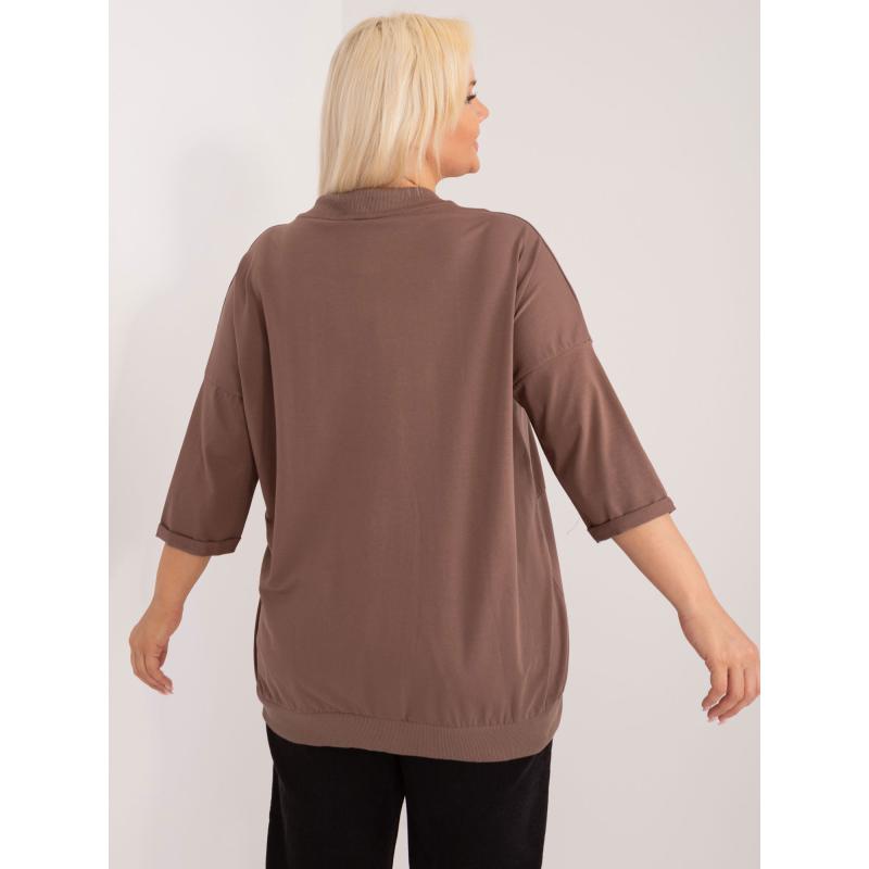 Női nyomtatott pamut blúz plus size KORA barna