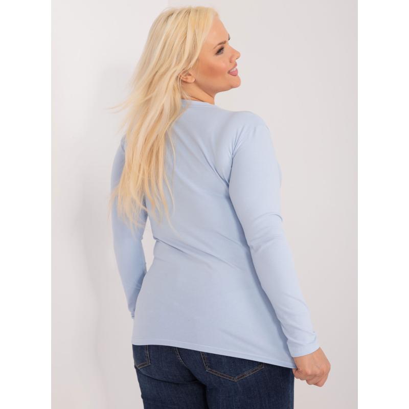 Dámská halenka s nášivkou hladká plus size SOFA světle modrá 